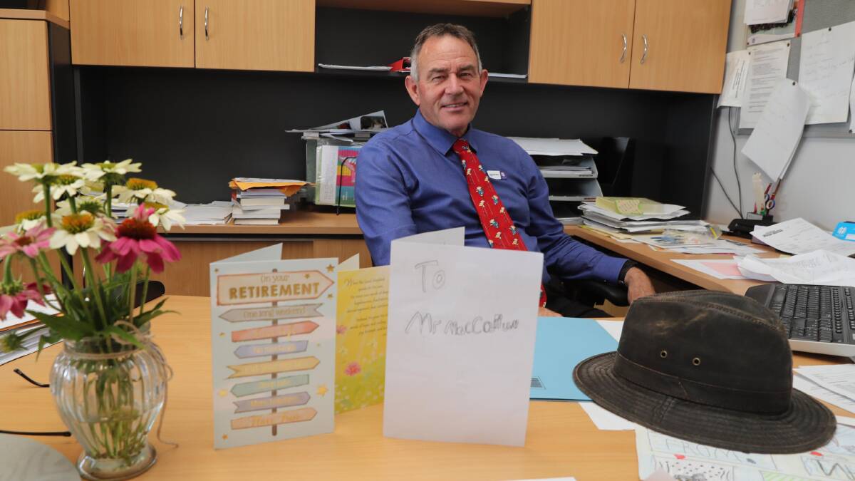 Principal Hugh MacCallum hangs up his hat after 19 years at the helm of the Wagga Wagga Christian College. Picture: Les Smith
