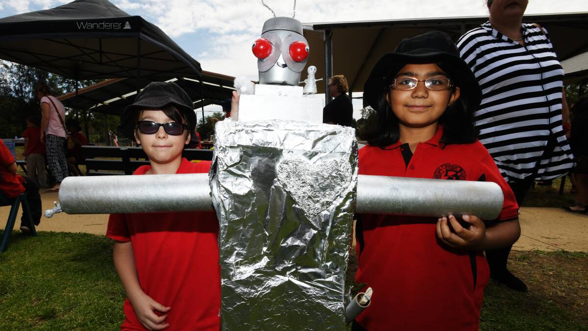 INTO THE FUTURE: Sturt Public School STEM showcase with students Cooper Nelson, 9, and Ariba Omar, 9, bring their robot to life. 
