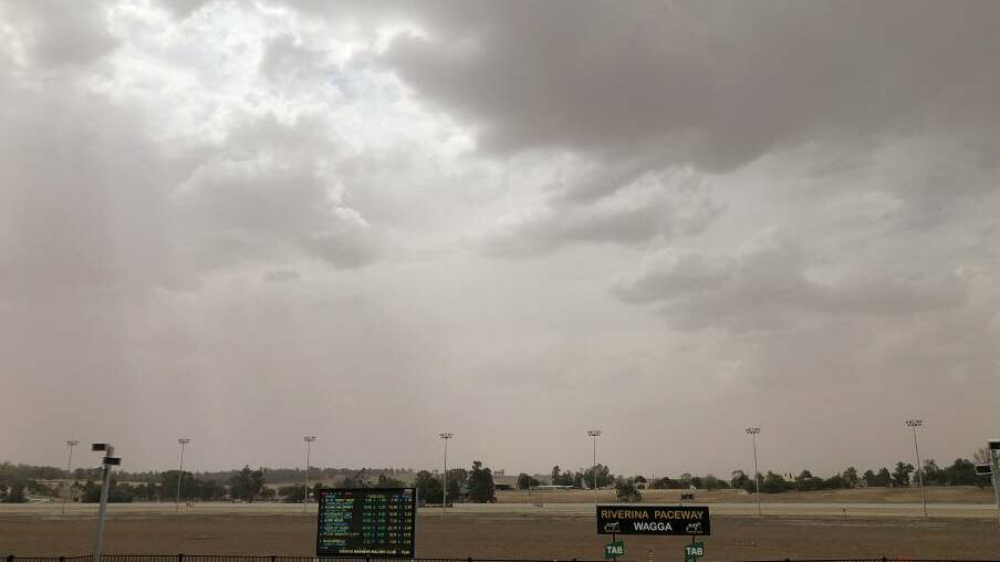 Dust settles over the Wagga's trots grounds on Monday afternoon.
