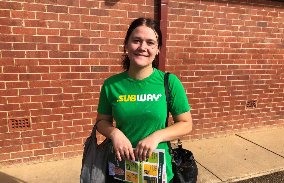 Labor supporter Erin Desmond wants money to be spent on schools and hospitals instead of football stadiums. Picture: Jess Whitty