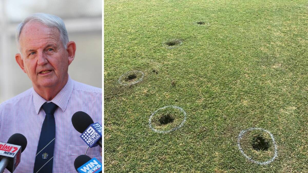 DISAPPOINTING: Wagga Mayor Greg Conkey says he was very disappointed to hear that holes found at the Duke of Kent Oval were possibly that of metal detectors. 