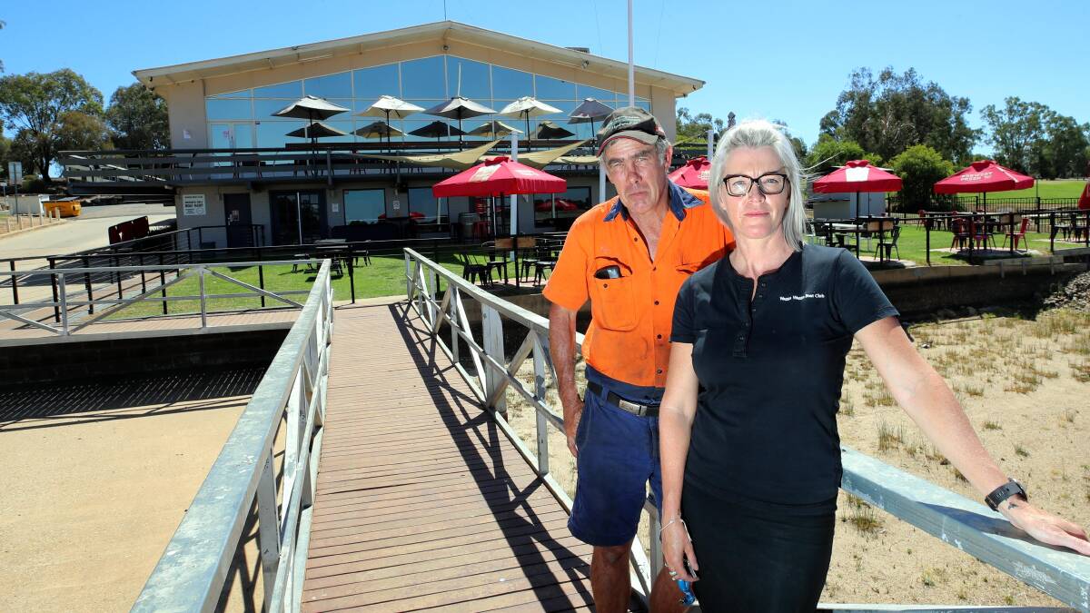 STAYING AFLOAT: Wagga Boat Club's Commodore Mick Henderson and administration manager Anna Bolton announce a new strategy to combat the financial woes that flow from Lake Albert. Picture: Les Smith
