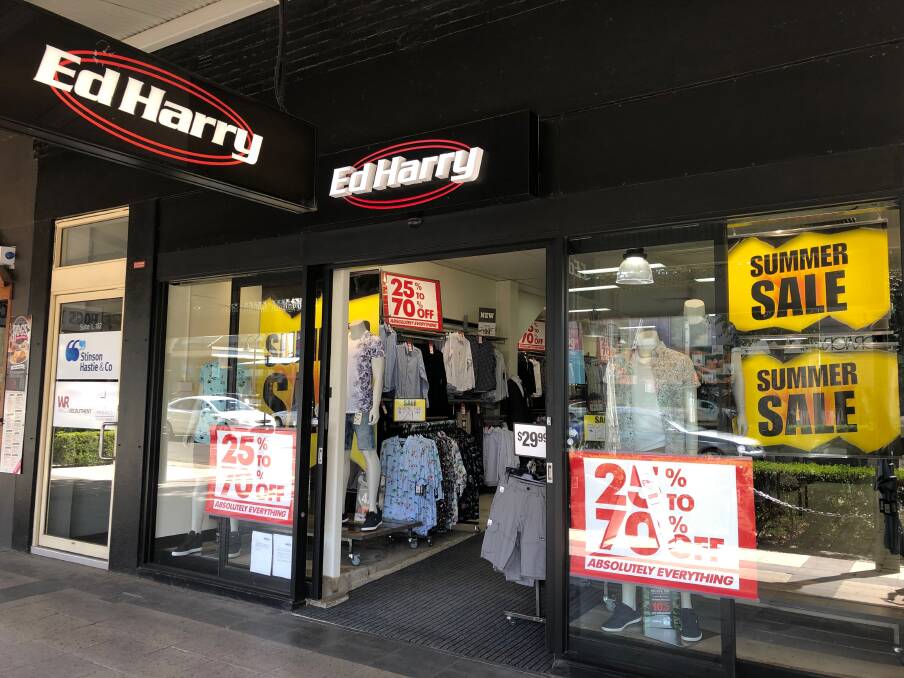 ANOTHER RETAIL VICTIM: Specialty menswear chain Ed harry, located on Baylis Street, falls into voluntary administration with its close date not yet determined. Picture: Jess Whitty 