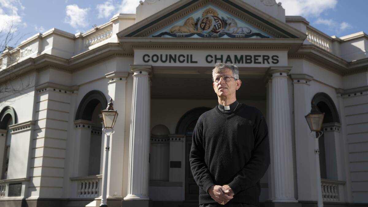 SADDENED: Mark Edwards, the Bishop of the Wagga Catholic Diocese, said he would be disappointed to see Wagga City Council replace the "beautiful" prayer. Picture: Madeline Begley