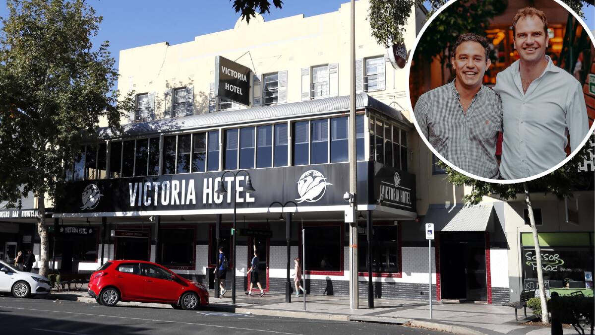 TAKING OVER: Harvest Hotels directors Fraser Haughton and Chris Cornforth (inset) have purchased iconic Wagga venue The Victoria Hotel for $29 million. Picture: Les Smith
