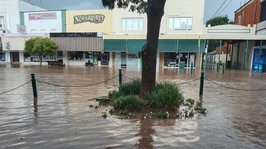 FLOODED: The main street of Narrandera was filled with water following the weekend storm. Picture: Narrandera Volunteer Rescue Association