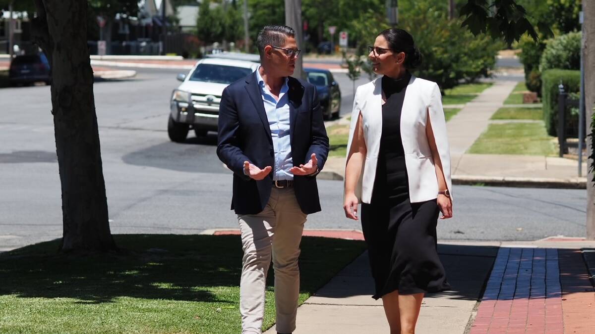 Ms Benjamin, pictured with Wagga-based Nationals MLC Wes Fang, says her five key election issues are cost of living, roads, health, education and the future direction of the electorate. Picture supplied