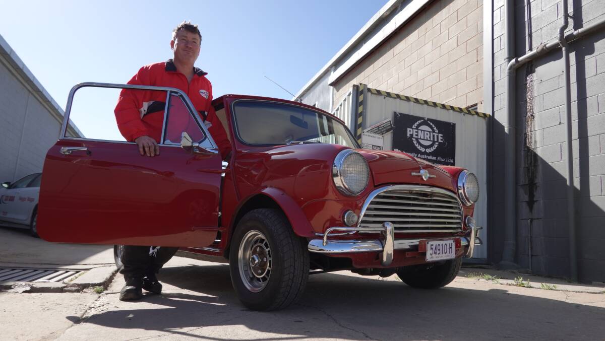 LOVE: Tim Peachey with his beloved 1968 Morris Mini Cooper Mark I which will be on display at this weekend's muster. Picture: Monty Jacka