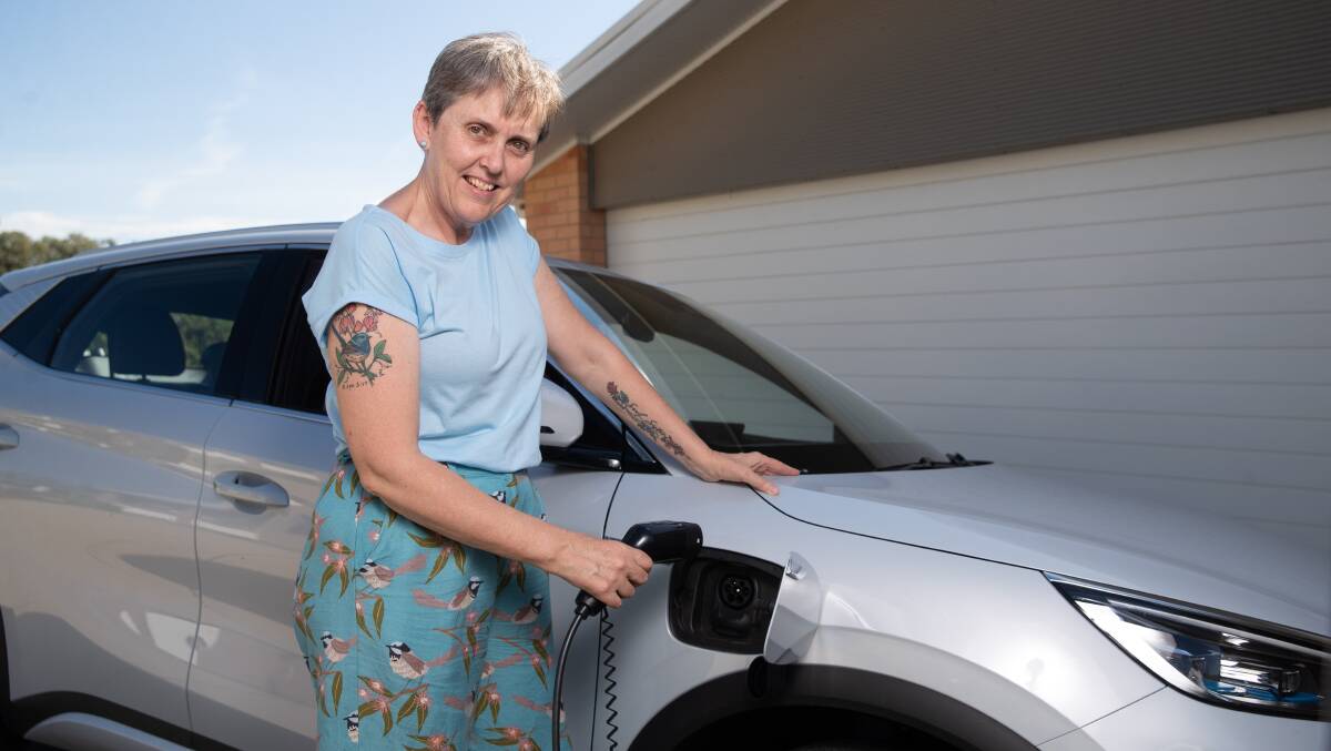 Cindy James says she has been pleasantly surprised at how easy it is to keep an electric vehicle charged for trips in Wagga and across the Riverina. Picture by Madeline Begley