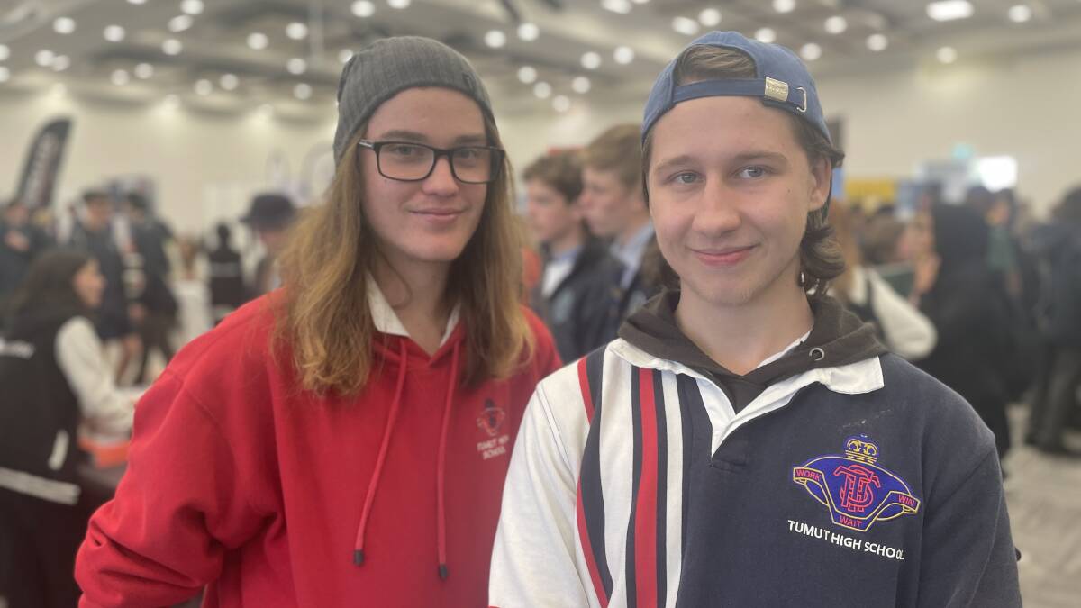 IDEAS: Tumut High School students Max Tilbrook and Tyler Whitbread said the expo showed them career options they'd never even considered before. Picture: Monty Jacka