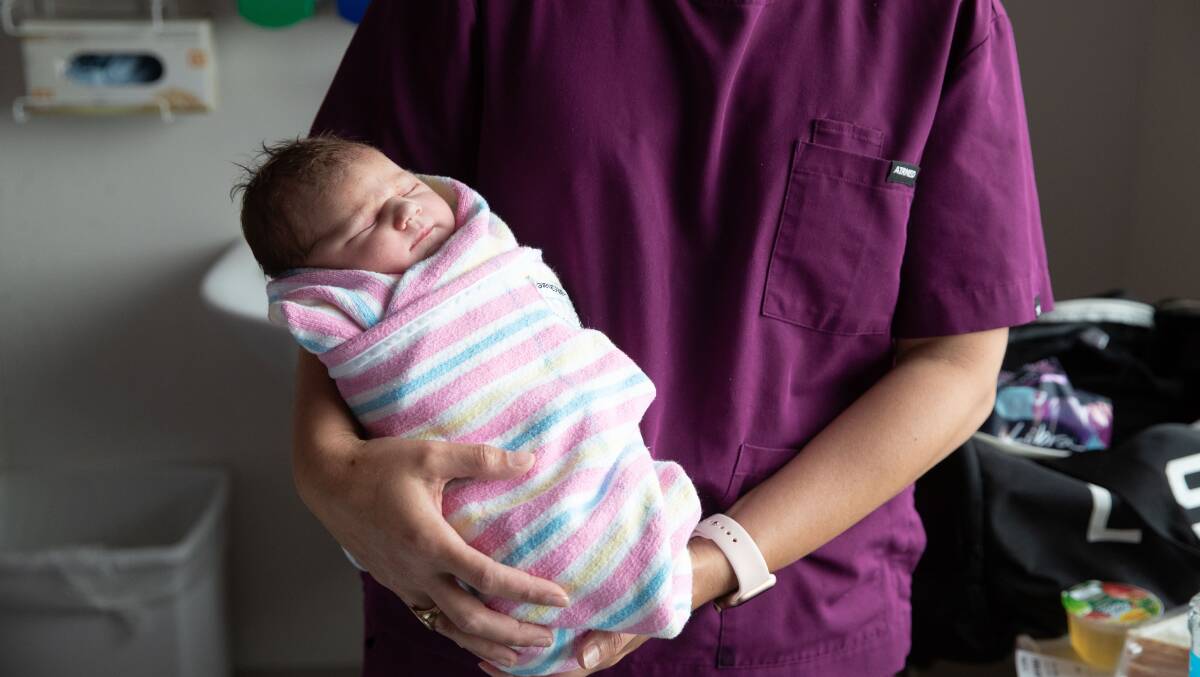 Narrandera resident Ally Bush gave birth to her first baby River about 9.12pm on New Year's Day.