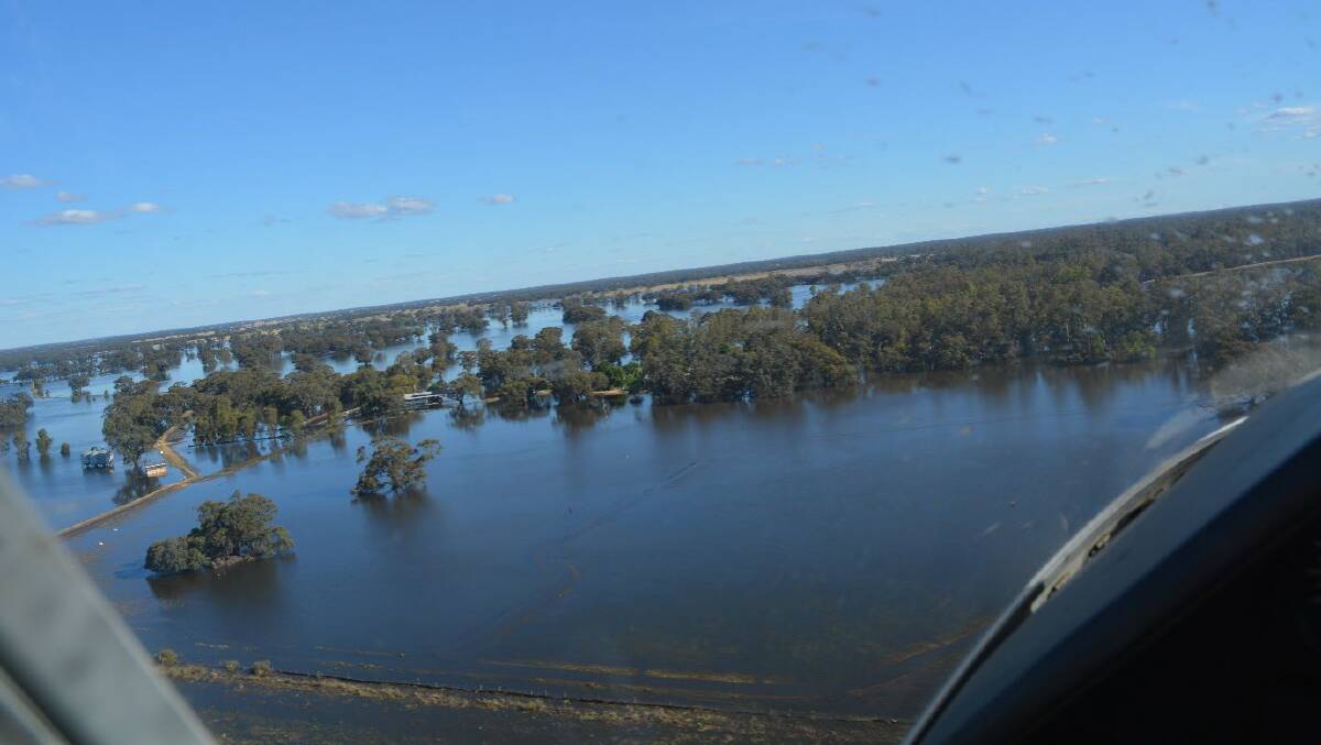 Floodwaters were more than a metre deep in some parts of the Burges' 2800 hectare farm. Picture supplied