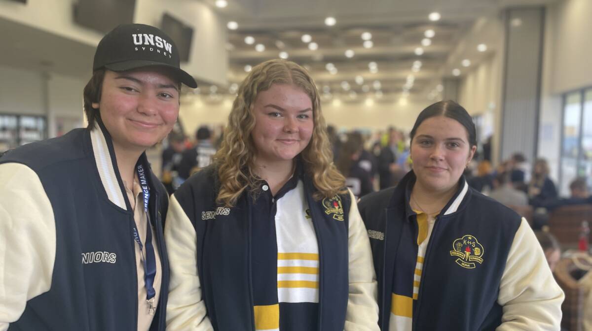 MAKING PLANS: Kooringal High School students Katie Fawns, Jakoaba Smith and Zara Elliott said the Wagga Careers Expo was a great chance to prepare for life after school. Picture: Monty Jacka