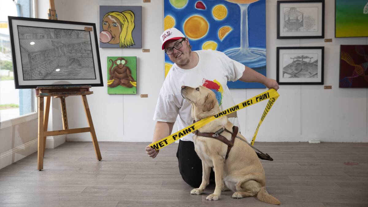 GENEROUS: Mr Jensen will be donating 20 per cent of the profits from his art exhibition to Guide Dogs Australia. Picture: Madeline Begley