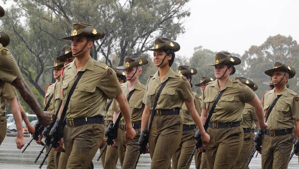 READY: About 60 recruits completed their three months of training at Kapooka and participated in a graduation march on Friday morning. Picture: Monty Jacka