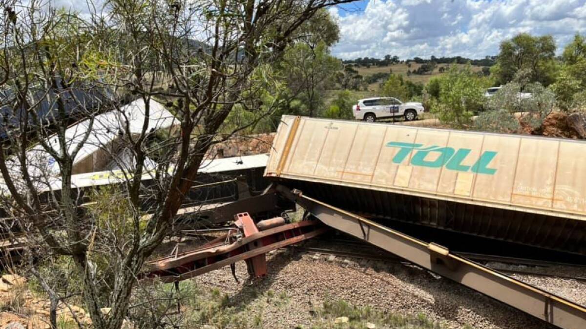 CARNAGE: The freight train derailed in the early hours of Saturday morning between Cootamundra and Junee. Picture: Dean Masters