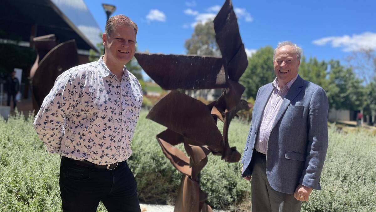 SUPPORT: Riverina Oils CEO Scott Whiteman and CSU Agriculture Professor Jim Pratley are hoping the scholarship will remove financial stress for potential Aboriginal agriculture students. Picture: Monty Jacka