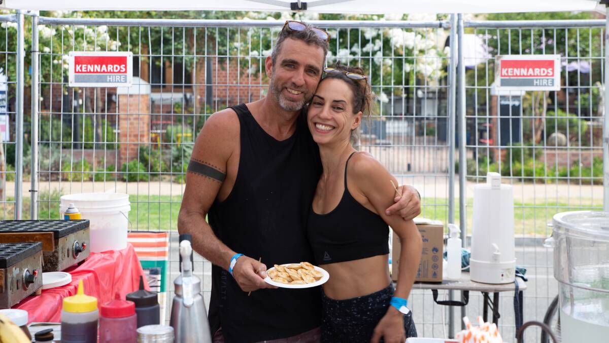 RETURN: Dutch Pancakes operators Erez Beker and Natalia Melian said it was great to be back at the Wagga Food and Wine Festival after a long three years. Picture: Madeline Begley