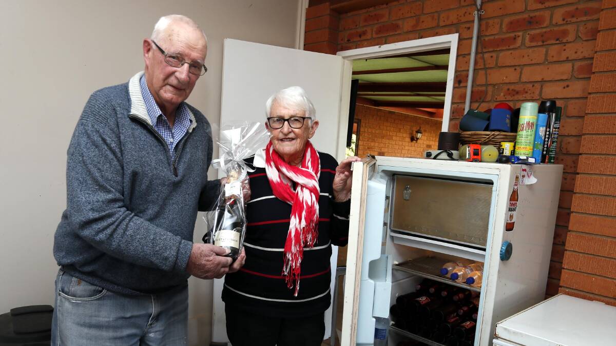 CELEBRATION: Michael and Lorraine Hickey still use the Kelvinator fridge they were given as a wedding present exactly 60 years ago. Picture: Les Smith