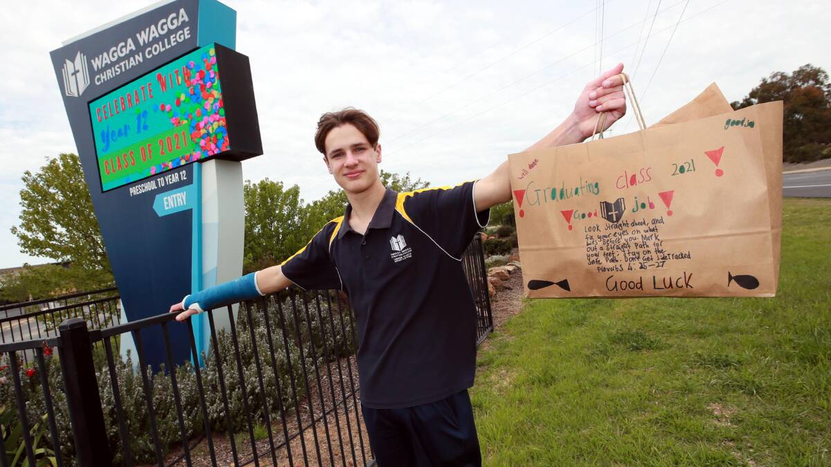 FAREWELL: Friday was the last day at school for Joseph Skewes and year 12 students across Wagga Wagga and NSW. Picture: Les Smith