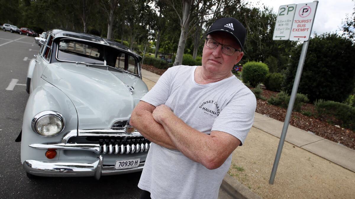 DISGRUNTLED: Wagga car enthusiast Roy Denton was fined $117 for leaving his car in a no parking zone at the Victory Memorial Gardens during a pre-formal event in December. Picture: Les Smith