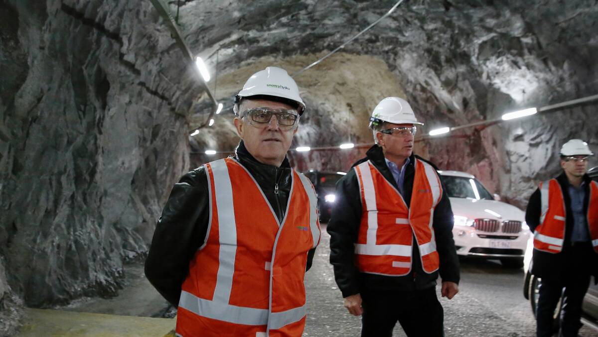 Prime Minister Malcolm Turnbull tours a Snowy Hydro facility.