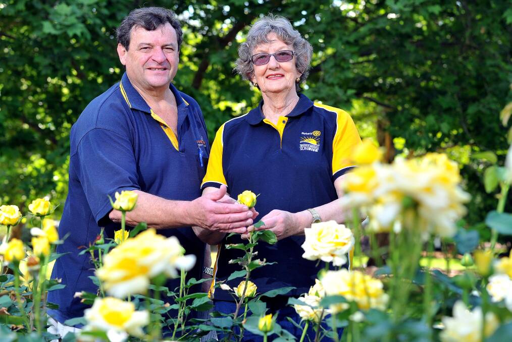 BLOOMING GOOD TIME: John Woods and Dawn Smith among the roses in the Botanic Gardens ahead of this weekend's garden and outdoor festival. Picture: Kieren L Tilly