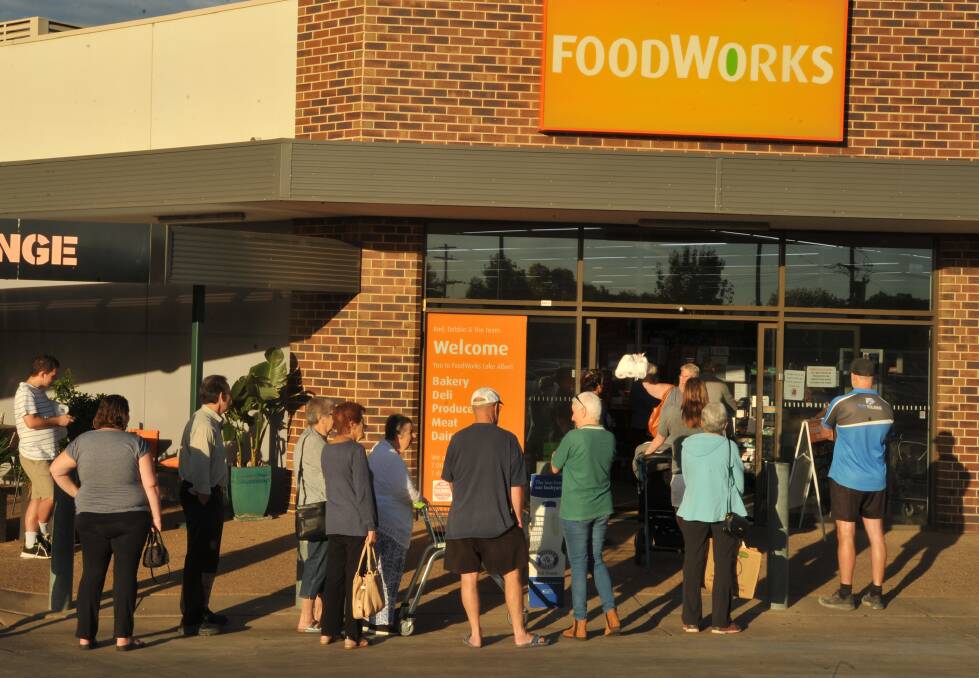 GONE: Seniors and mothers were allowed in first after new stock arrived at Foodworks in Lake Albert last Thursday.