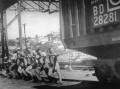 Tug of war training at the Wagga railway yards. Picture supplied (CSURA Lennon Collection)
