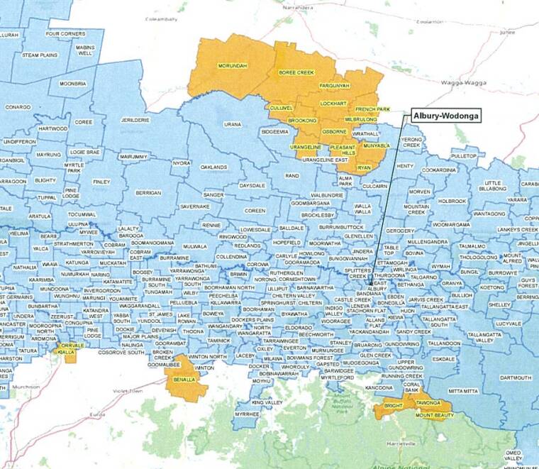 The updated border region map includes a number of new communities, including several in the Riverina.