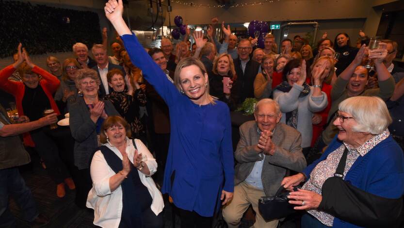 Victorious Sussan Ley on Saturday night. Picture: MARK JESSER