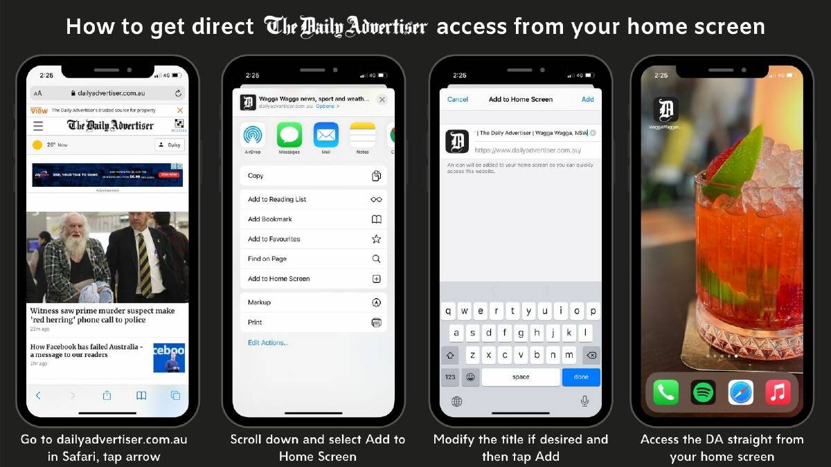 SHORTCUT: Steps to creating an icon for The Daily Advertiser on your phone.