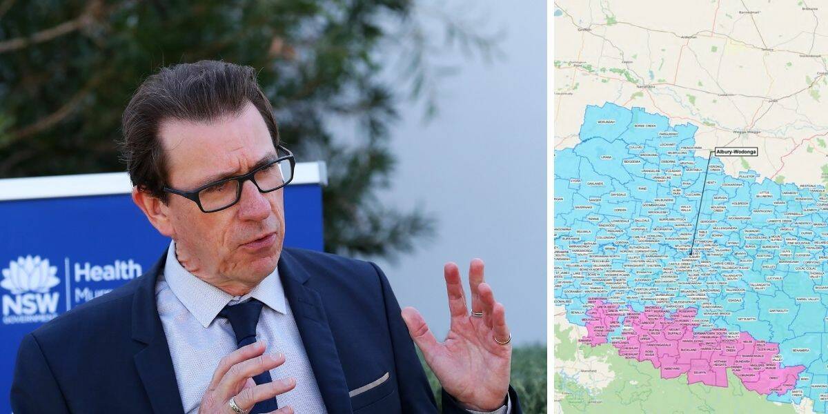 DISAPPOINTED: Wagga MP Joe McGirr says the current border bubble, pictured on the right, should be expanded to include Wagga.