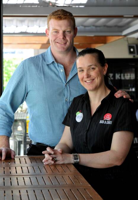 HARD WORKERS: Mathew and Lauren Oates during their time at the Wagga RSL and Commercial Club.
