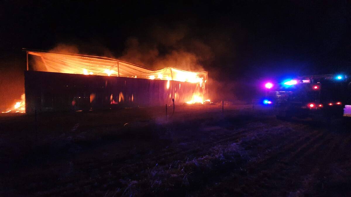 BURNT: The hay shed was completely destroyed in the blaze. Picture: Riverina RFS