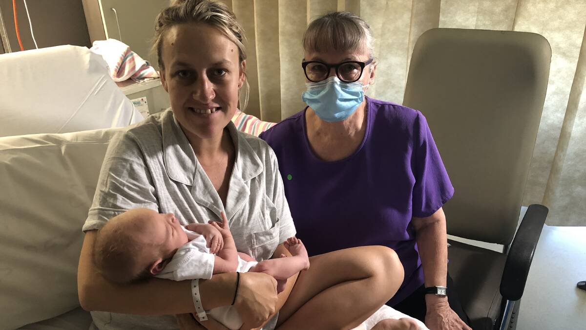 BUSY WARD: Sarah and Billy Bowen with midwife Mavis Gaff-Smith. Picture: Rachel McDonald