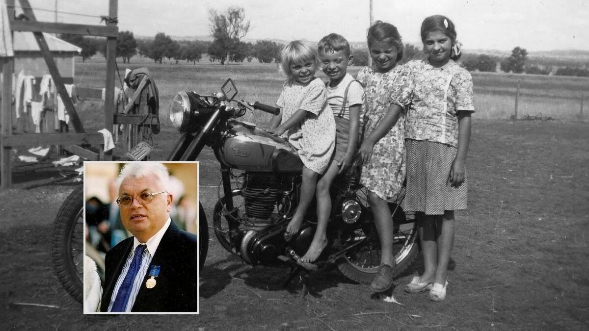 FAMILY: Edi Selwyn (inset) and pictured with his sisters Gabrielle, Adrienne and Stefanie during their time growing up in Wagga as children. Picture: Contributed