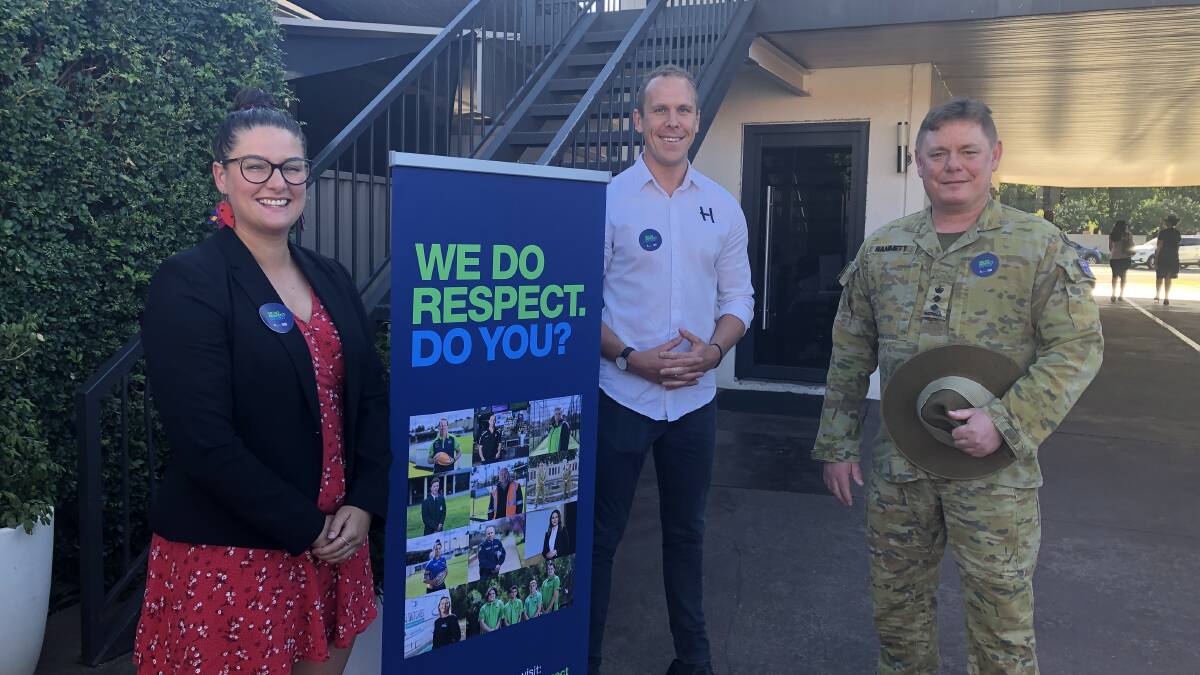 SHOW OF RESPECT: Harriet Elleman, Rhyley Hunter and Jim Hammett at the launch of the We Do Respect campaign on Monday. Picture: Rachel McDonald