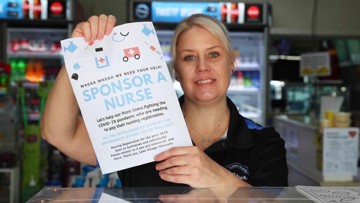 HELPING OUT: Kellie Roberts of Lake Village Takeaway is encouraging those who can to pay it forward and sponsor a nurse's registration this year. Picture: Emma Hillier