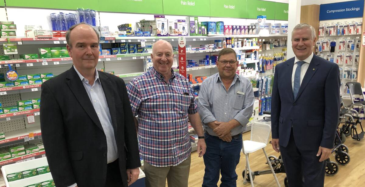 CULTURE CHANGE: Wagga urologist Steven Sowter and Wagga Prostate Cancer Support Group members Mike Murray and Kym Holbrook discuss the importance of testing with Deputy Prime Minister Michael McCormack. Picture: Rachel McDonald