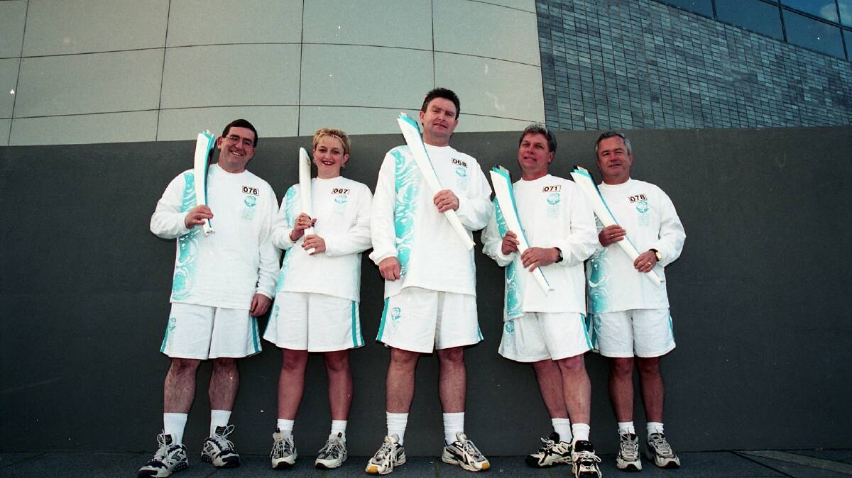 Torchbearers Pat Ingram, Chemaine Perceval, Anthony Paul, Russell Burgess and Max Kear. Picture: CSU Regional Archives