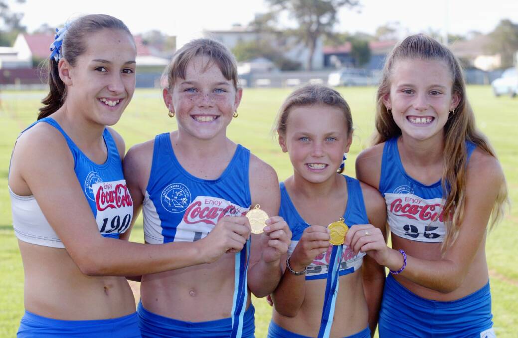 Karra-Lee, second front left, was a member of the state relay championship team in 2004. Picture: Wayne Venables