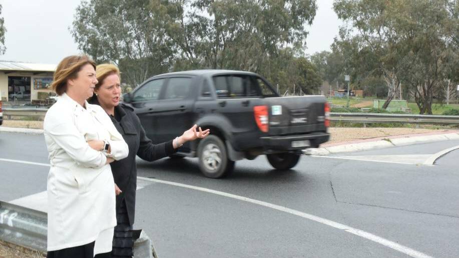 NSW Roads minister Melinda Pavey and Liberal candidate for the 2018 Wagga byelection, Julia Ham, announce a $30 million package for Wagga highway intersections and Marshalls Creek Bridge
