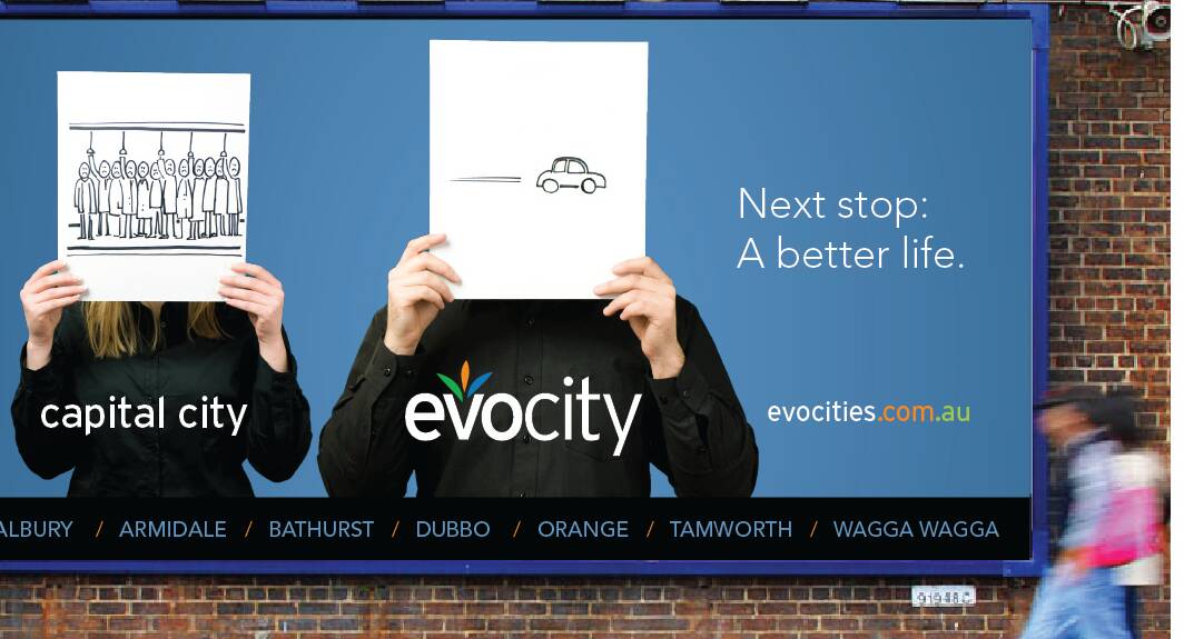 A previous advertising campaign by the 'Evocities' program to attract new residents to regional cities in NSW. Wagga City Council is reviewing its participation.