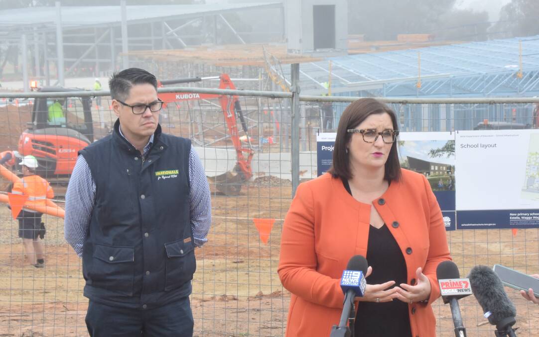 Wagga-based Nationals MLC Wes Fang (left) with NSW Education Minister Sarah Mitchell, who have both joined a group of Nationals MPs threatening to move to the crossbench over koala preservation rules. Picture: Rex Martinich 