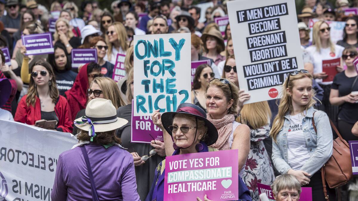 The 'Trust Women, Support the Bill' rally in Sydney on Saturday that called for abortion to be decriminalised in NSW. Photo: Steven Siewert

