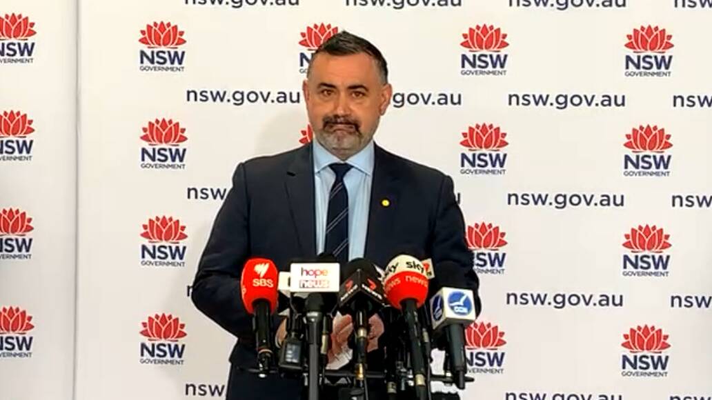 NSW Deputy Premier John Barilaro gives a COVID-19 update on Thursday. Picture: Facebook/Gladys Berejiklian.