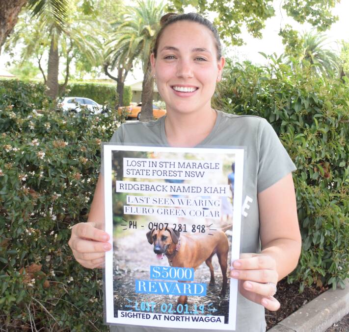 Tina Lidden, from Sydney’s northern beaches, is cavnassing Wagga with posters of the family's lost dog 'Kiah'. Picture: Rex Martinich 