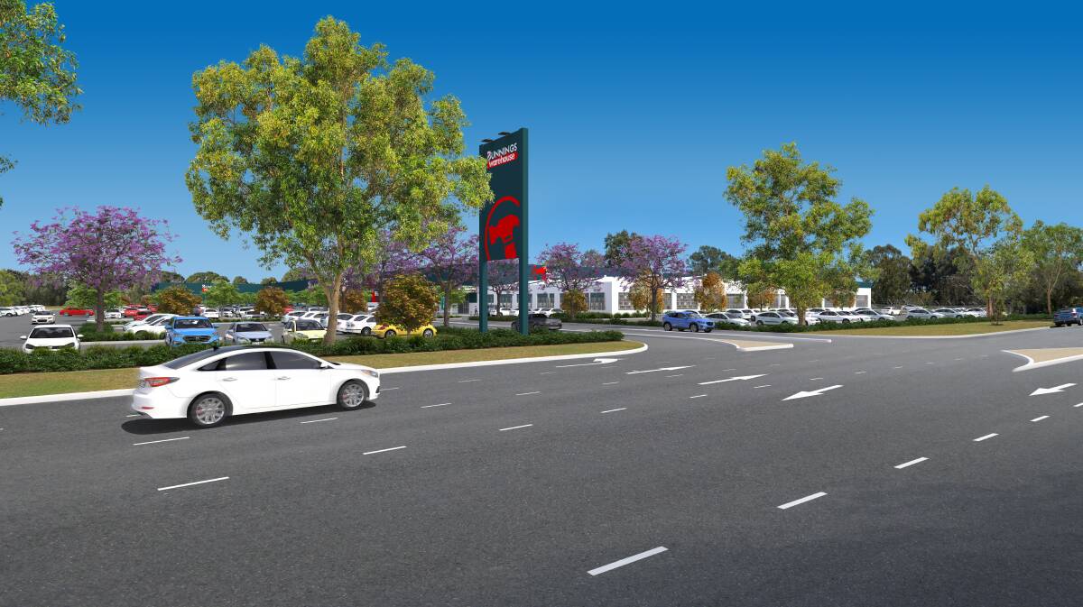 An artist's impression of the proposed $47 million relocation of Bunnings' Wagga store. The photo shows one of the customers' entry and exit points via Pearson Street. Picture: Bunnings Warehouse