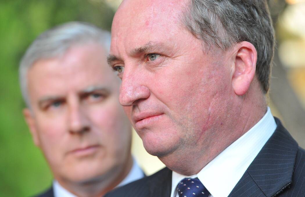 Riverina MP Michael McCormack and Barnaby Joyce during a visit to Wagga in 2016.
